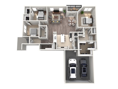 the outlook 304 floor plan  studio with car optional at The Atlantic Stone Oak Apartments, San Antonio Texas
